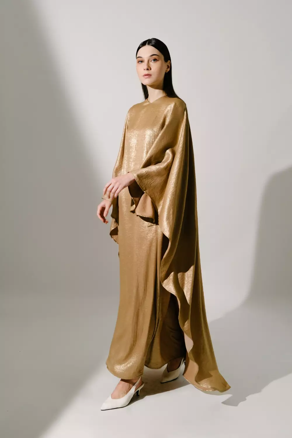 Demure Signature - SARA KAFTAN IN SHIMMER TAUPE - LIMITED EDITION - SHIMMER SILK -  DRESS