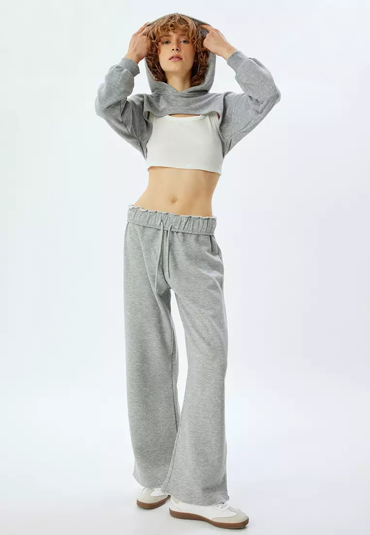 Wide Leg Sweatpants Oversize With Waist Tie And Pocket
