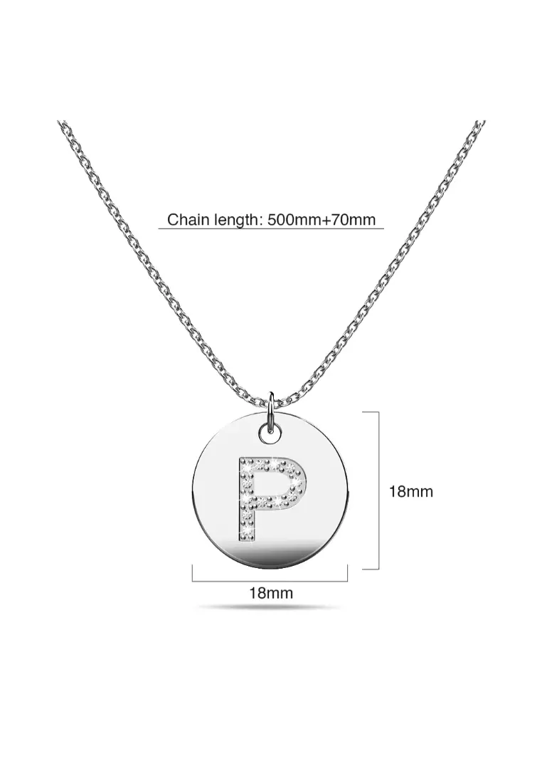 Initials Fabulous Alphabet Letter Necklace White Gold Layered Steel Jewellery - P