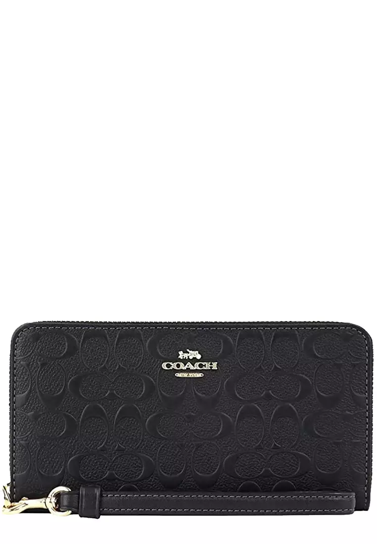 Buy COACH Boxed Long Zip Around Wallet In Signature Leather in Black
