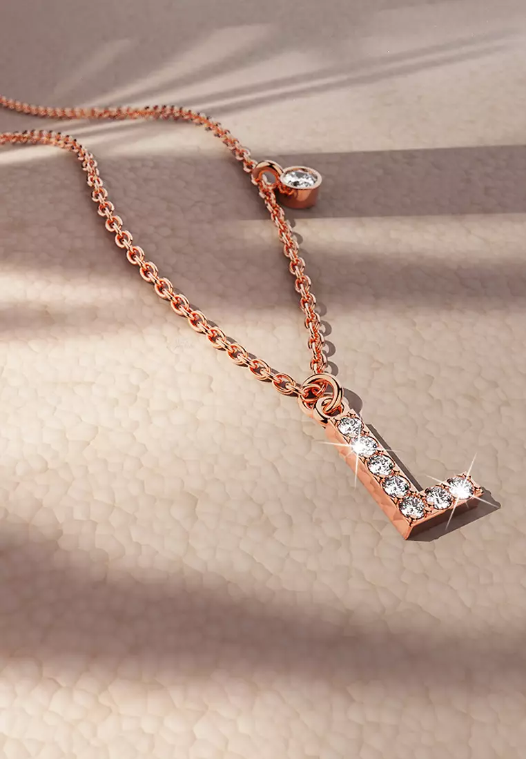 Rose gold store l initial necklace