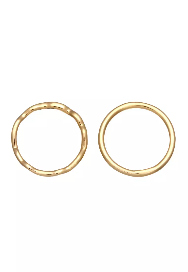 Cincin Perhiasan Perak 925 Wanita Set Minimalis Gold Plated