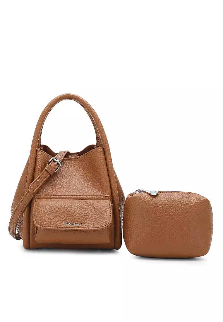 Women's 2 in 1 Top Handle Bag / Sling Bag / Shoulder Bag - Brown