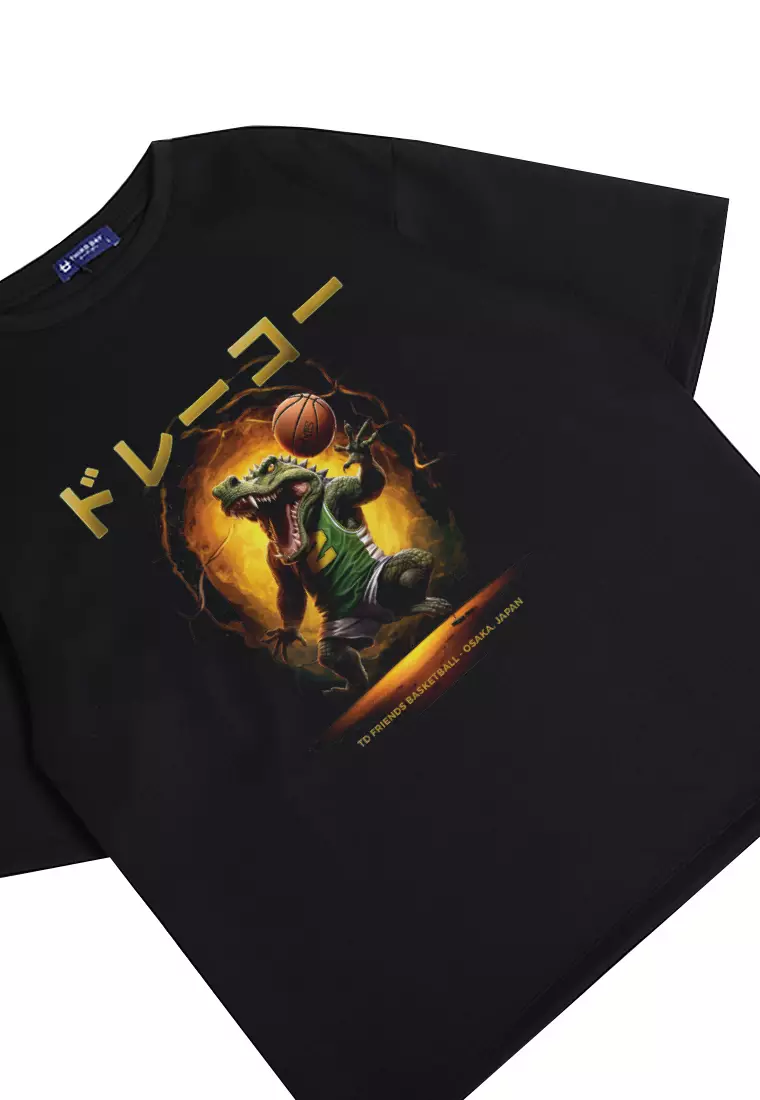 MTP28 kaos oversize basketball basket pria bahan tebal scuba cowok draco reality hitam