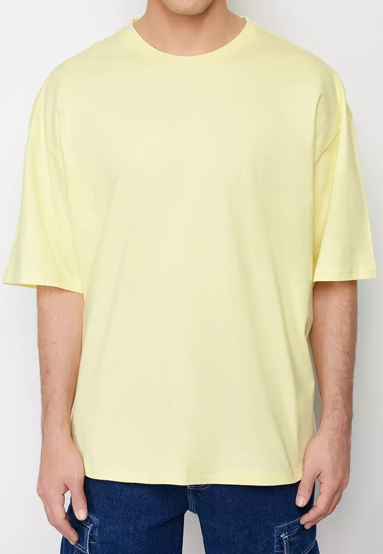 Yellow Oversize/Wide Cut 100% Cotton T-Shirt TMNSS22TS0318