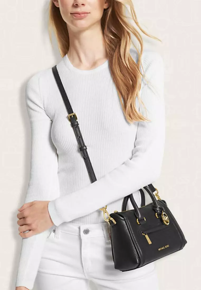 Michael Kors Carine Extra-Small Pebbled Leather Satchel Black