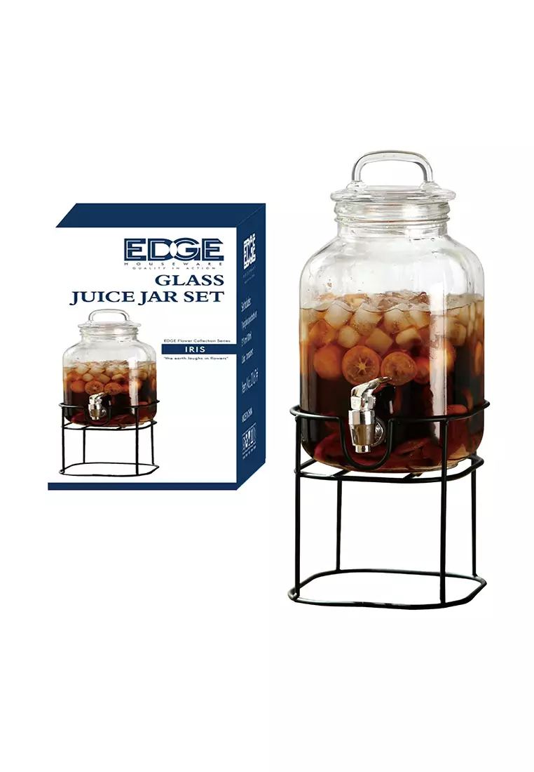 Edge 4000 ML Dual Gallon Glass Beverage Drink Dispensers with 2