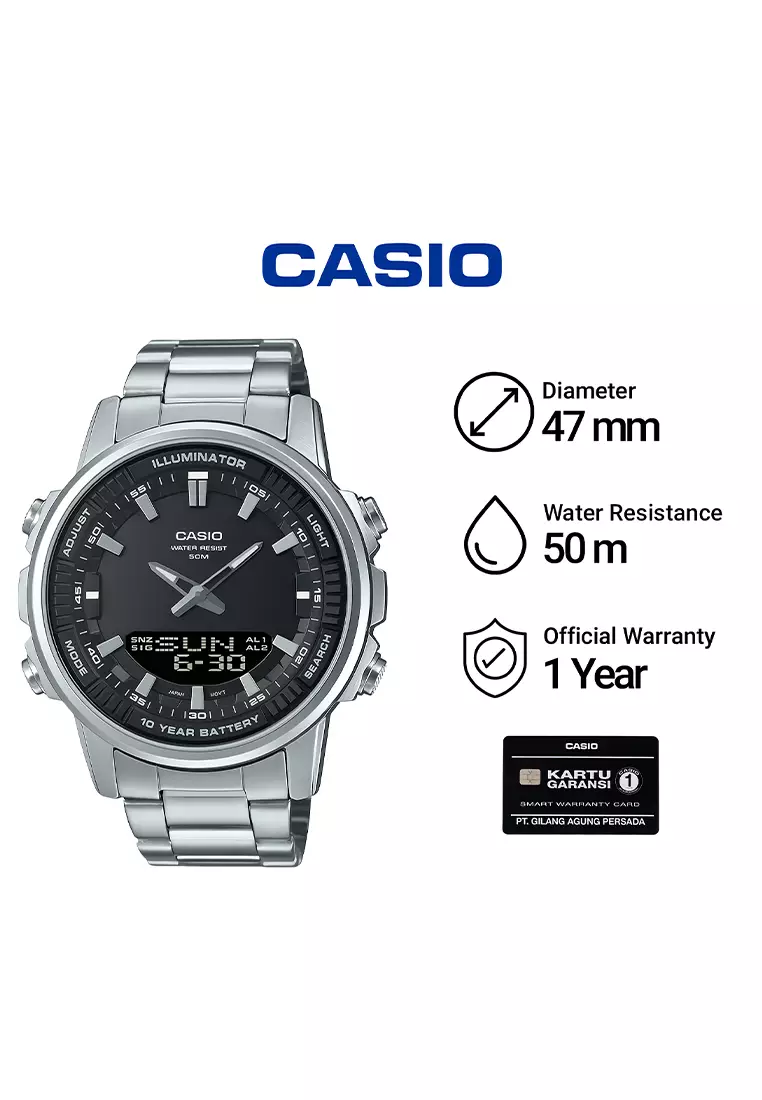 Casio - Jam Tangan Analog Digital Pria - Stainless Steel - AMW-880D-1AV