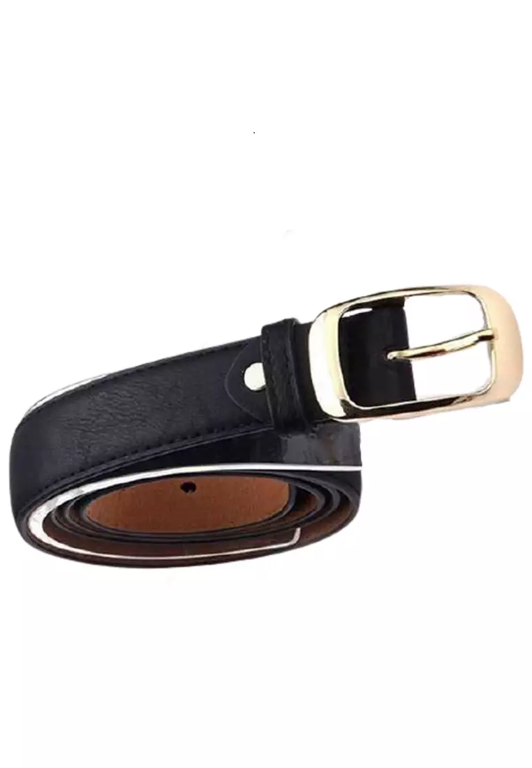 Fern Tali Ikat Pinggang Wanita Handmade Classic Buckle Material Leather ORIGINAL - Black