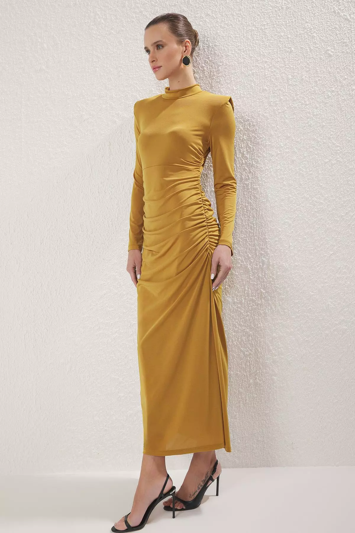 Camel Shoulder Detail Stretchy Knit Dress TCTSS25DB00015