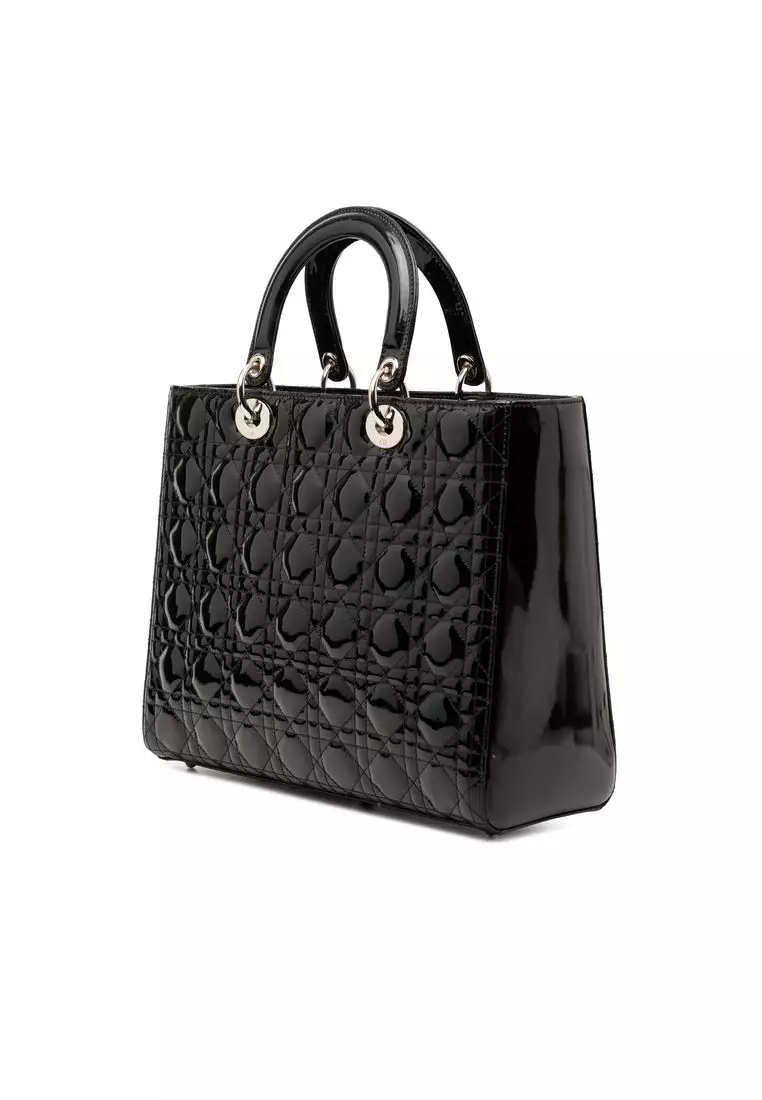Pre-Loved Dior Large Patent Cannage Lady Dior