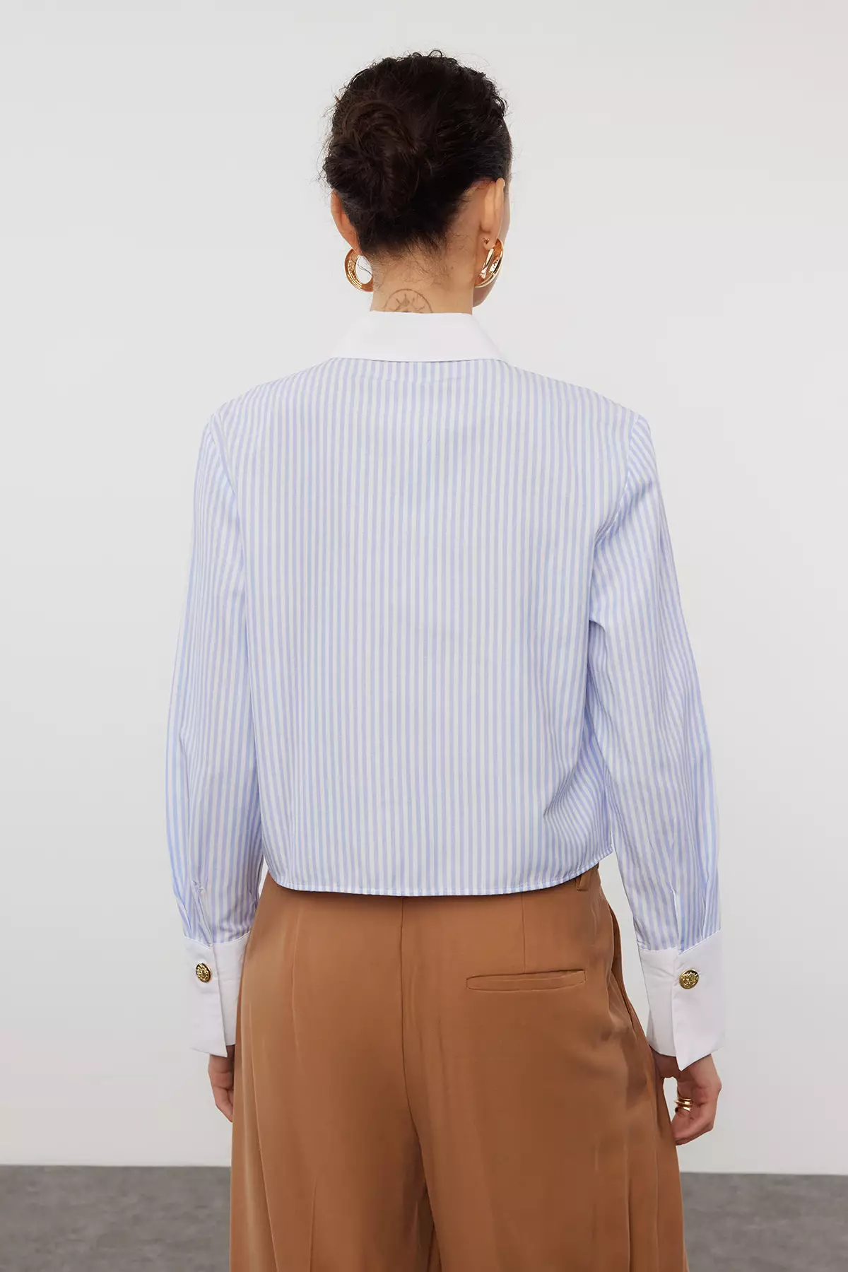 Stripe Shirt with Metal Button Detail