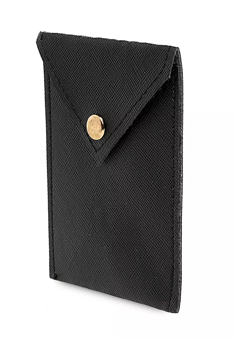 Manley Card Wallet Motif Polos Pengait Kancing Design Simple - Hitam