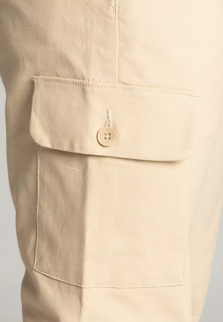 MOC - Celana Panjang Cargo Polos Pria Zico - Beige