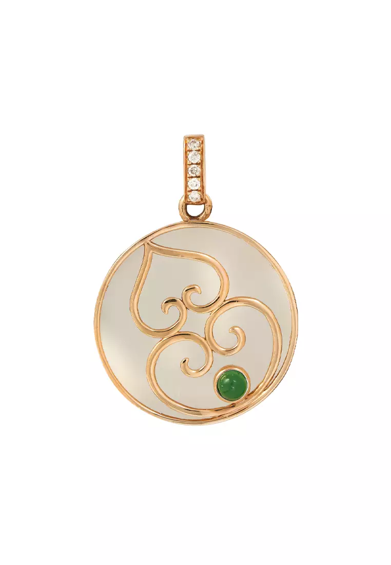 TOMEI Nephrite Collection Hulu Pendant, Rose Gold 750