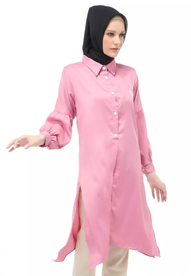 Vania Tunik Polos Muslimah Atasan Wanita Long Sleeve Regular Fit - Dusty