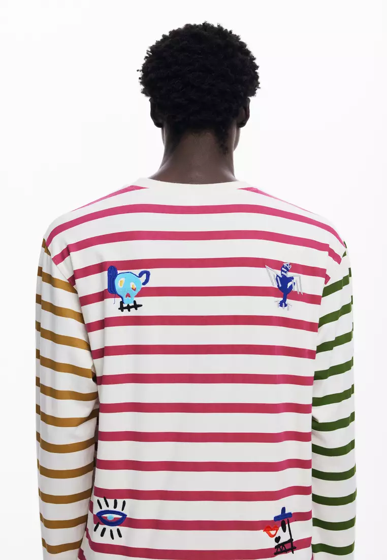 Desigual Man Multicolor striped T-shirt.