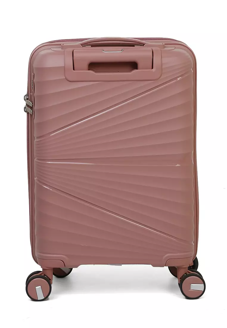Carlton Koper Size 20inch Unisex Lock Anti Theft Zipper Suitcase Material Fiber ORIGINAL - Rose Gold