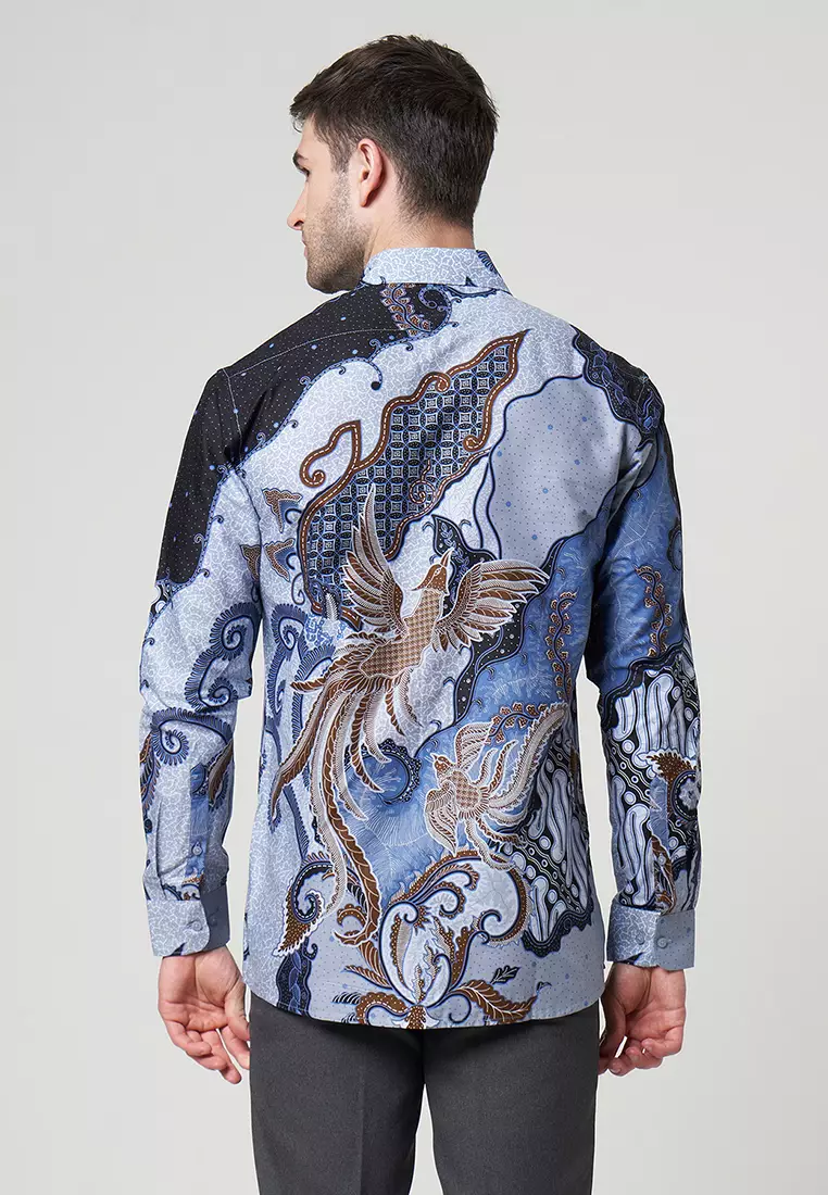 Slimfit Argya Blue Kemeja Batik Pria Lengan Panjang