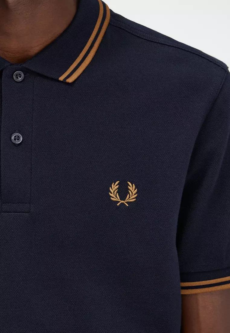 Fred Perry M3600 Twin Tipped Fred Perry Shirt (Navy / Dark Caramel / Dark Caramel)