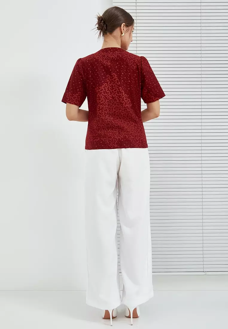 Nayara Blouse Batik Pamela Maroon