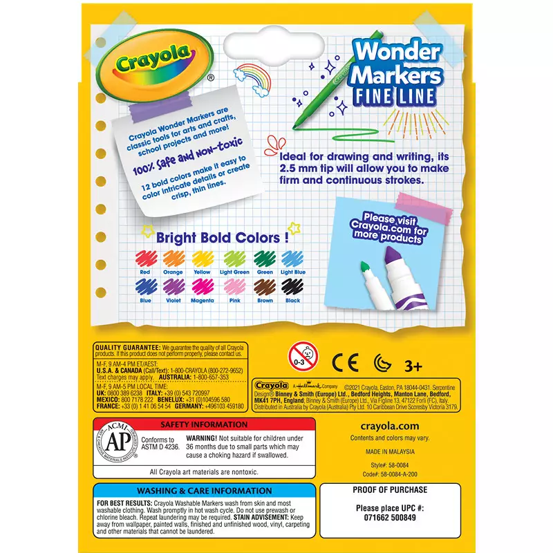 Crayola Set 12 Pcs Colors Wonder Markers 580084