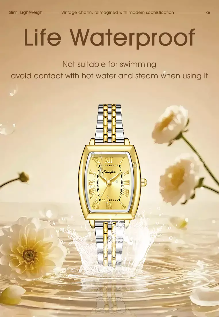 Jam Tangan Wanita Original Vintage Roman Design Anti Air Tali Alloy Jam Tangan Cewek Silvergold