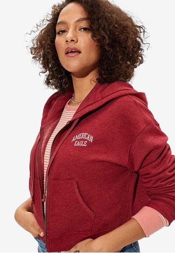 cropped zip up hoodie american eagle