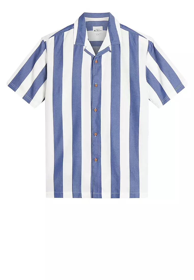 Short Sleeve Viscose Stripe Shirt