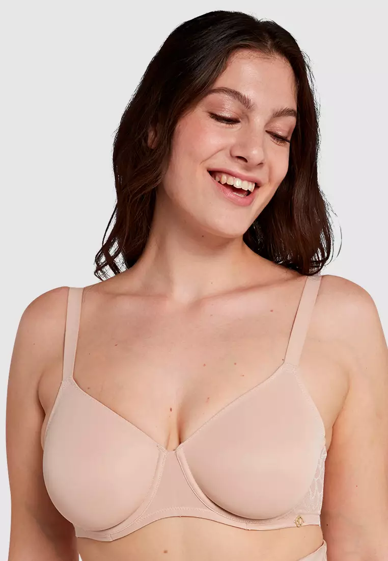 Buy Sans Complexe Perfect Curves Wired Minimiser Bra with Lace in Blush  2024 Online