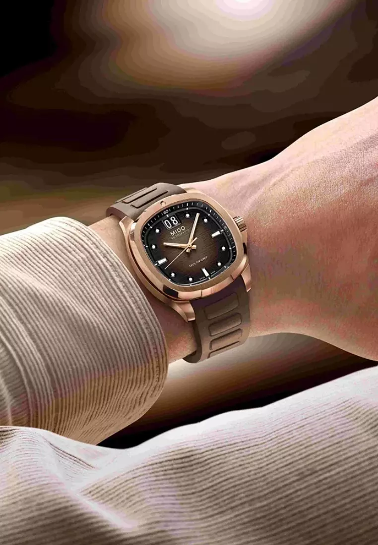 Buy Mido Mido Multifort TV Big Date Brown Dial Brown Rubber Band
