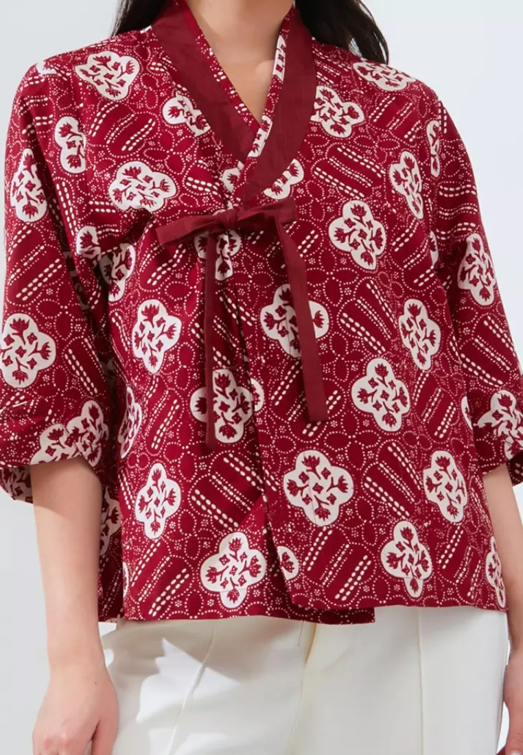 Nayara Blouse Batik Kaluna Maroon