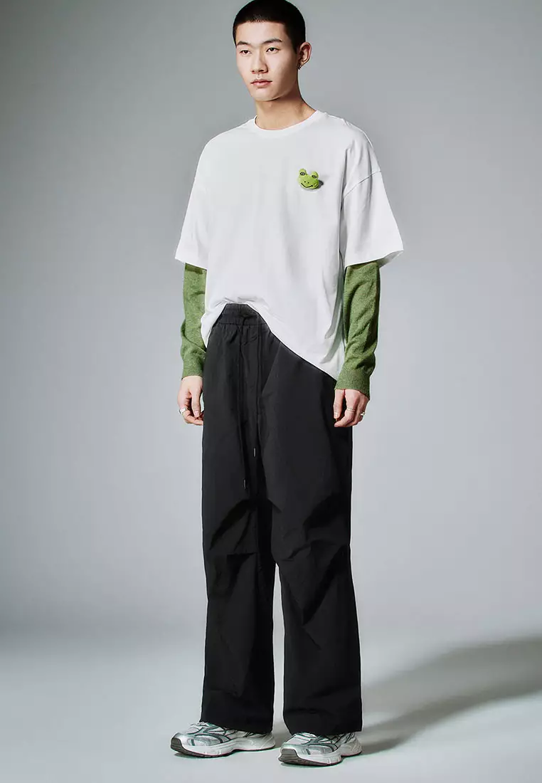 UR春季新款男装撞色立体卡通章仔宽松短袖T恤UMY450002