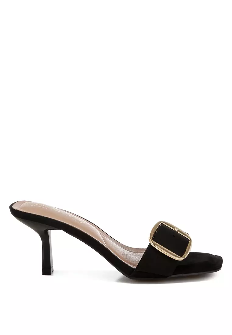 Discount on London Rag  shoes - SKU: Buckle Strap Slip On Sandals in Black