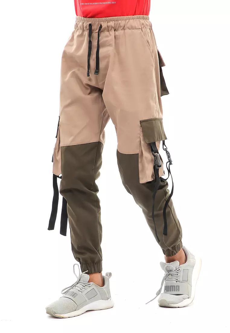 Locko Long Pants Celana Jogger Pria Kombinasi Material Cotton Twill ORIGINAL - Cream Green