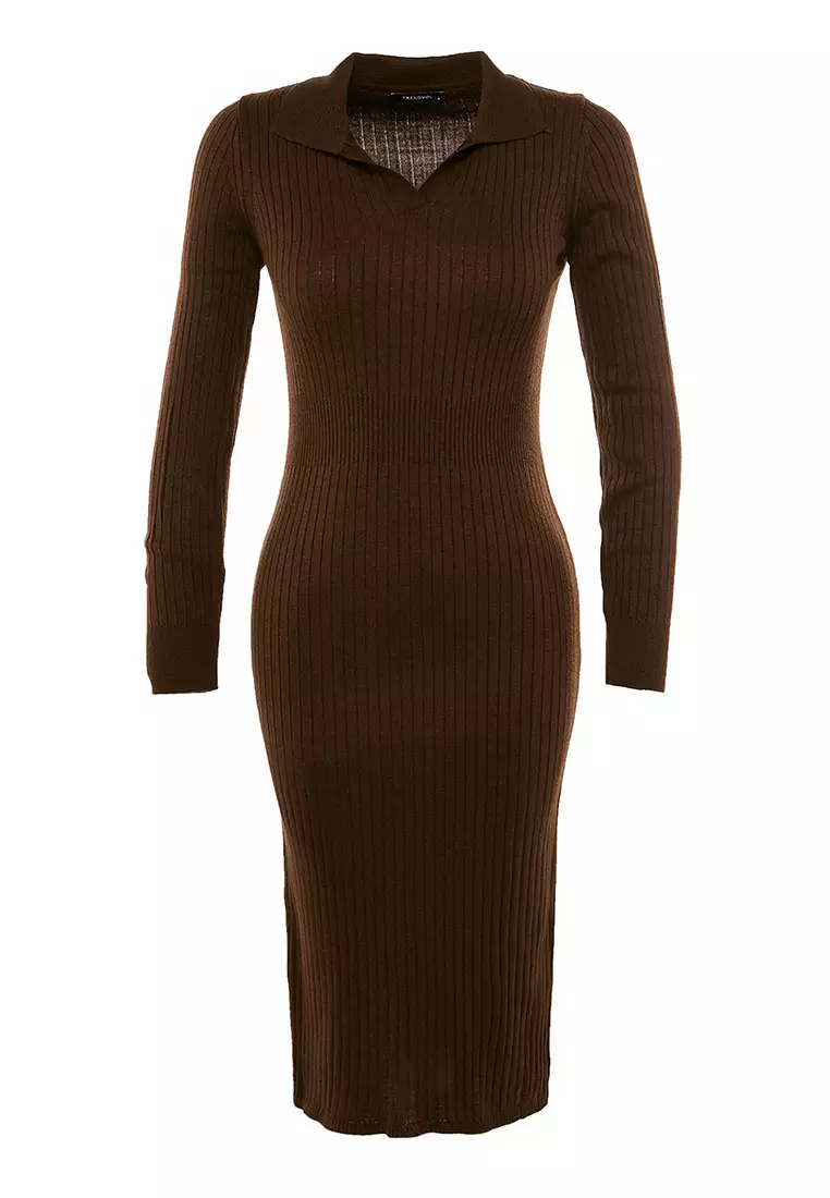 Long Sleeves Knit Polo Dress