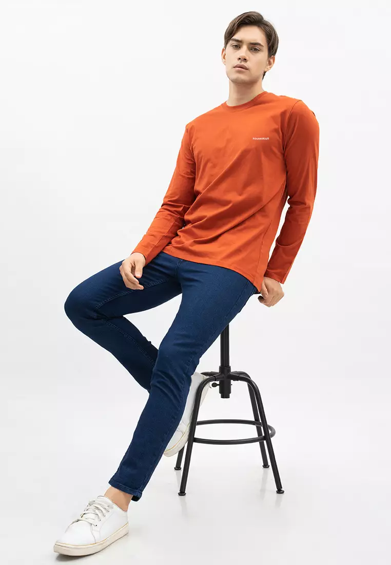 Houseofcuff Kaos Cotton Combed Lengan Panjang Pria Terakota