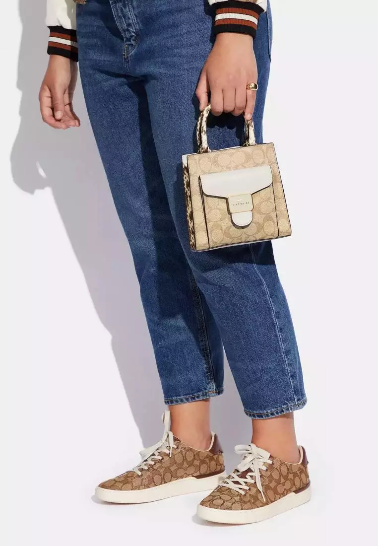 Coach Mini Pepper Crossbody In Signature Canvas Light Khaki Chalk Multi