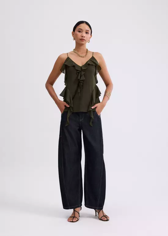 Atasan Wanita - Georgette V-neck Frill Camisole