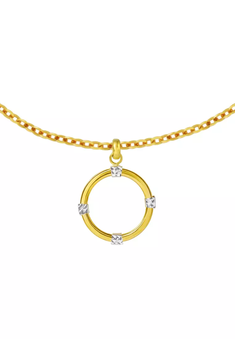 TOMEI Lusso Italia Dual-Tone Circle Pendant, Yellow Gold 916