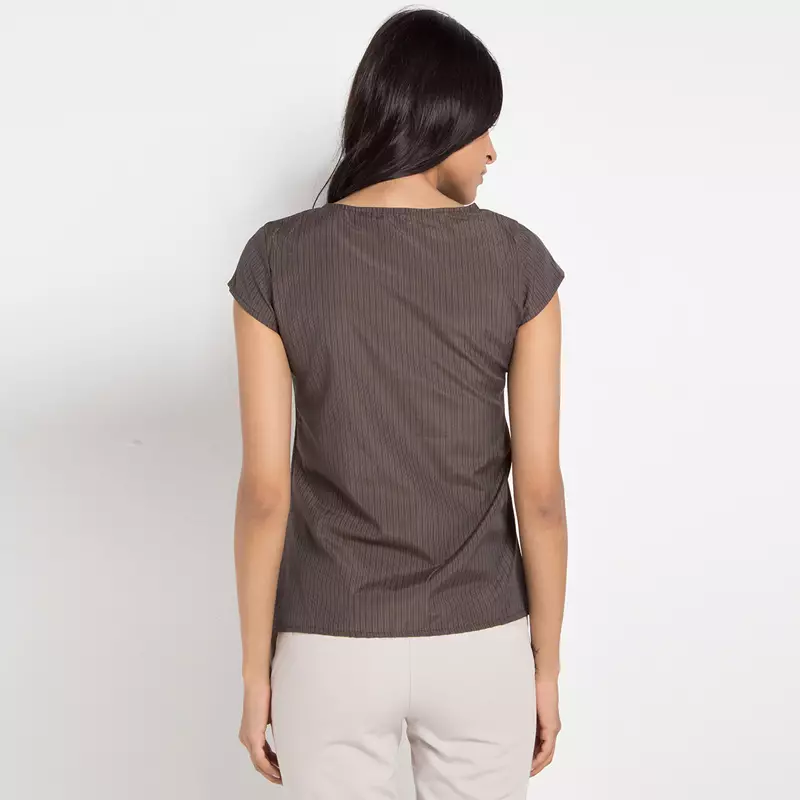 Kat Blouse In Dark Brown Stripes