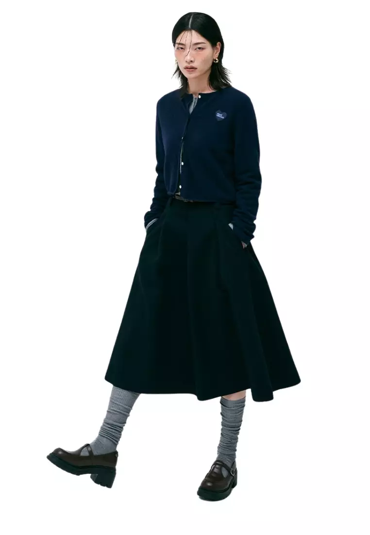 Raccoon Blended Cropped Cardigan Heart Logo - Navy