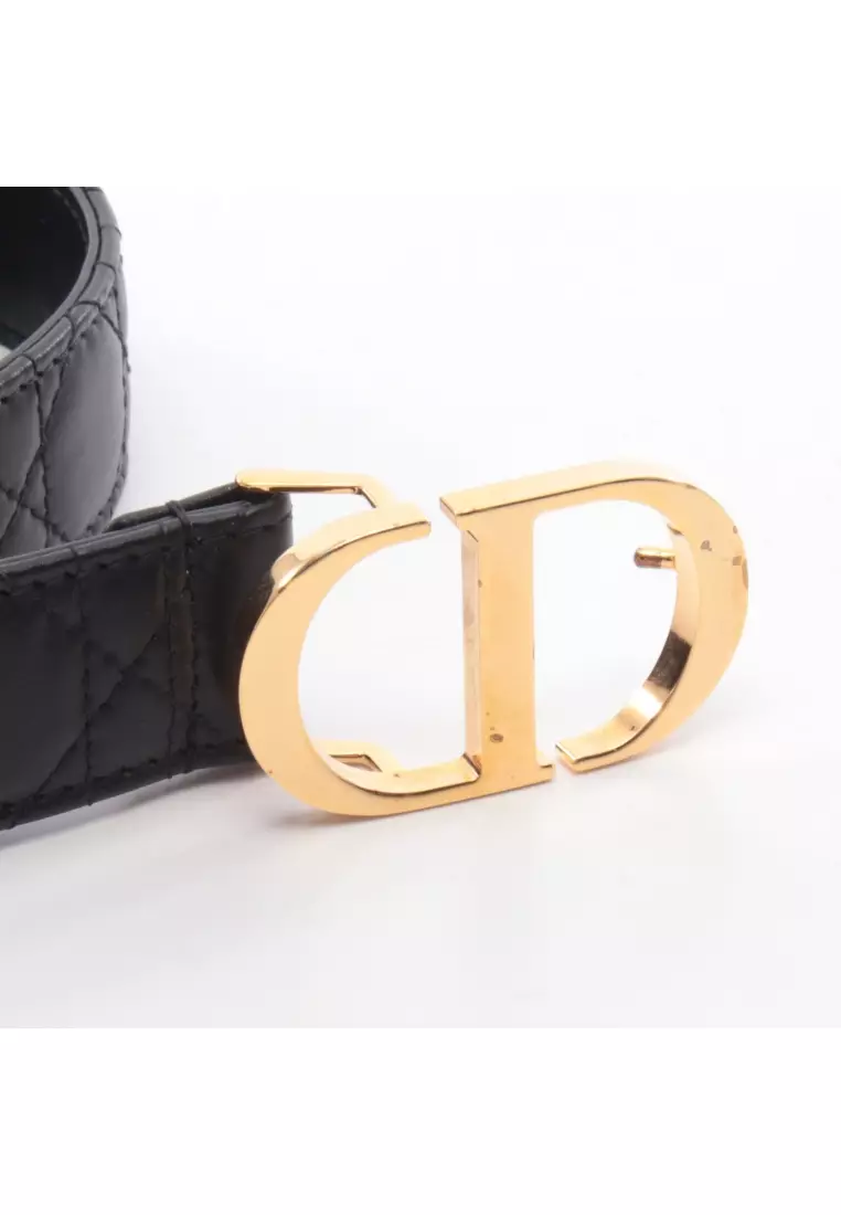 Pre-Loved Christian Dior 30 MONTAIGNE Montaigne belt leather black