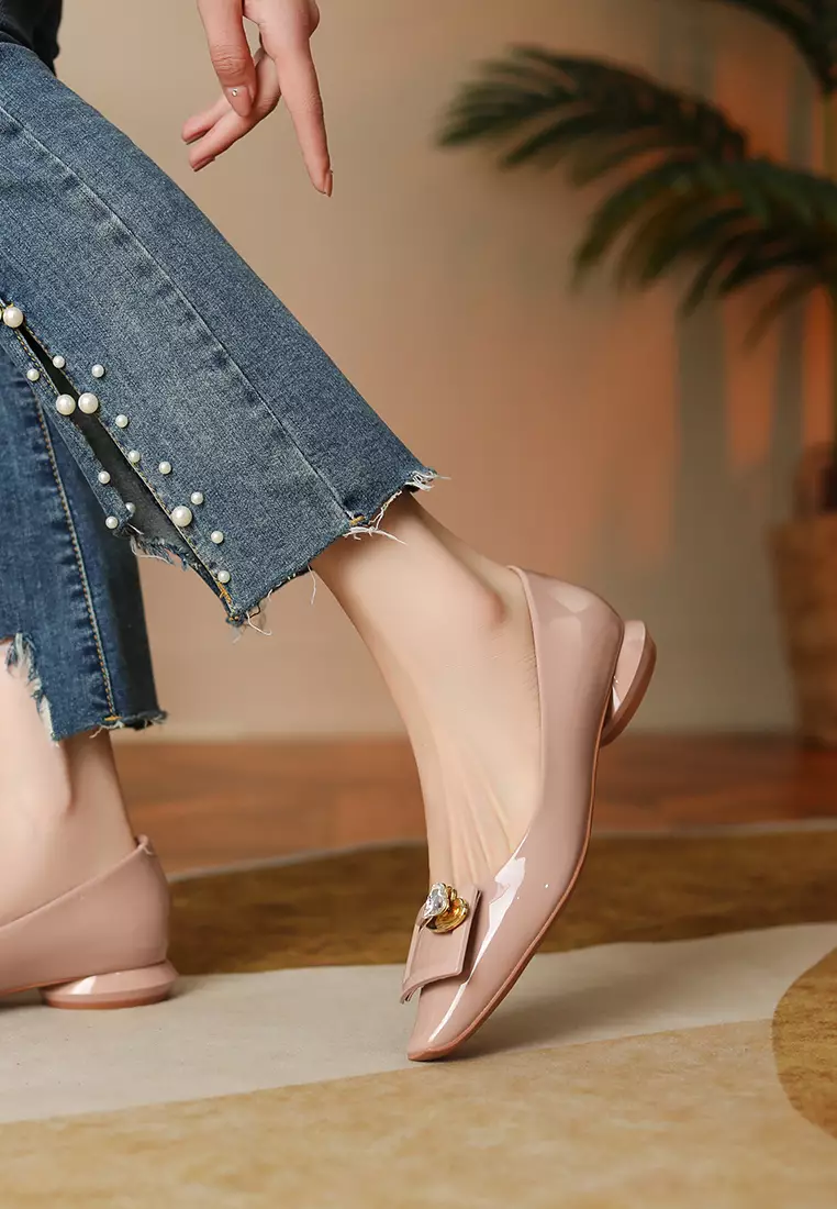 Square Rhinestone Flat Shoes XJ7318-20
