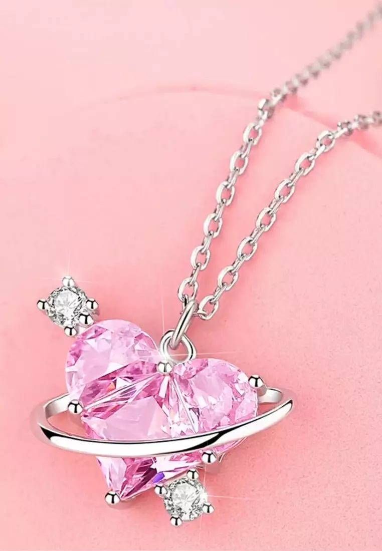Kalung Wanita Love Planet Gaya Korea Necklace Anti Luntur Asli Perhiasan Wanita