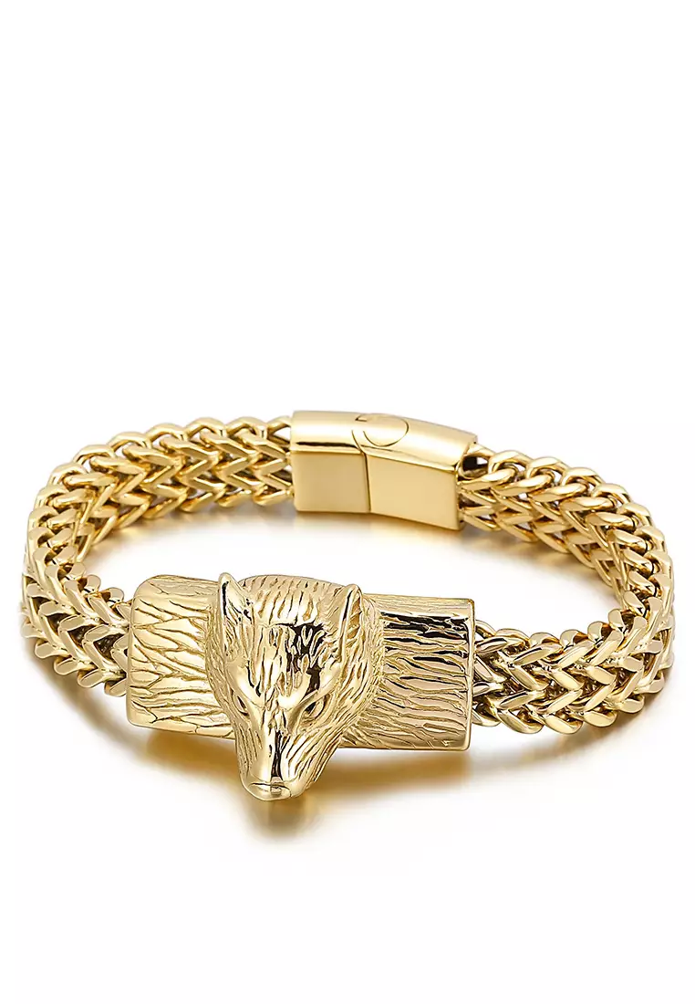 Mens gold lion sales head bracelet