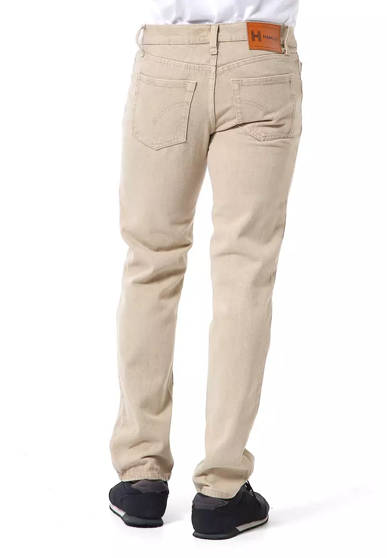 Nemanja Celana Jeans Pria Standar Baggy Pants Polos Material Denim ORIGINAL - Khaki