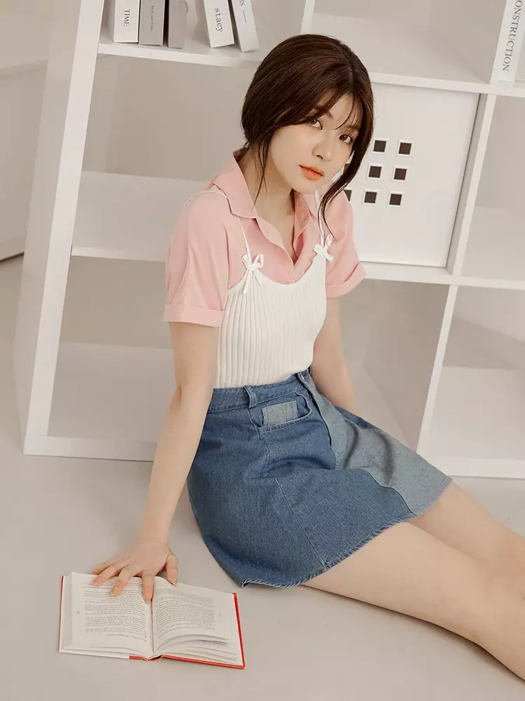 Wrinkle-resistant solid color short sleeve open-front shirt [AB19464]