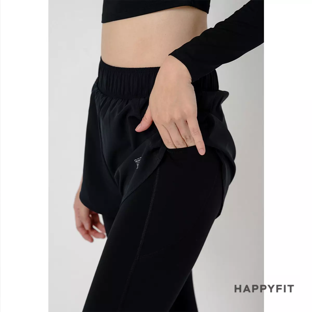 HAPPYFIT Legging Running Short Pants Black