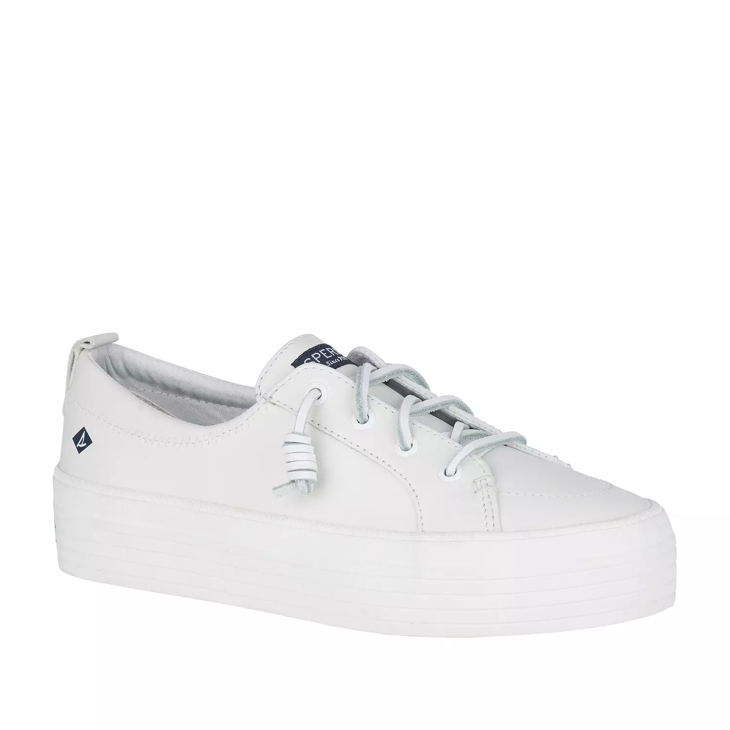 Women's Crest Vibe Platform Leather Sneakers - White (L139340850)